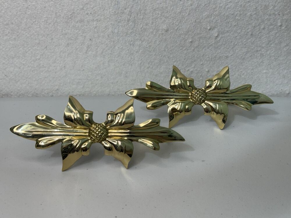 JCPenny Vintage Ornate Solid Brass Curtain Drape Tie Back Set Made in India NEW
